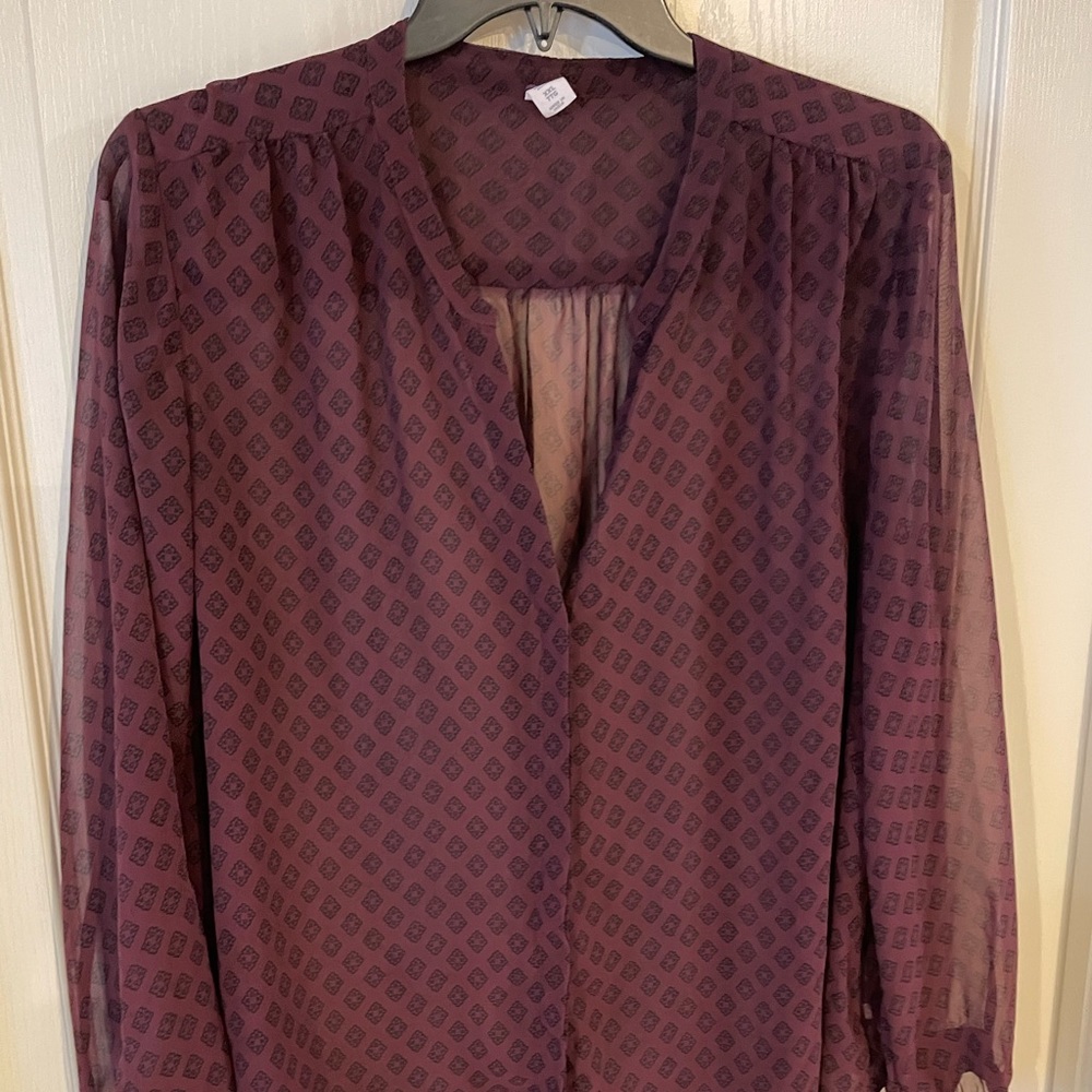 LIKE NEW! Sheer Maroon Blouse